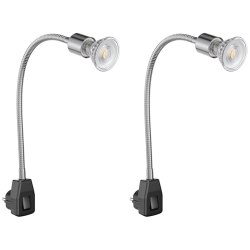ledscom.de 2 Stück Steckdosenlampe LESCH Leselampe Schwanenhals, Schalter, chrom/schwarz + LED Lampe 504lm 44° weiß ledscom.de 2 Stück Steckdosenlampe LESCH Leselampe Schwanenhals, Schalter, chrom/schwarz + LED Lampe 504lm 44° weiß von ledscom.de