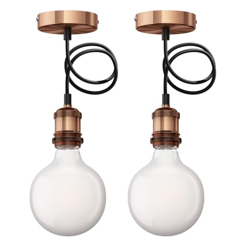 ledscom.de 2 Stück Vintage Pendelleuchte RETRA, bronze + LED Lampe 845lm warmweiß von ledscom.de