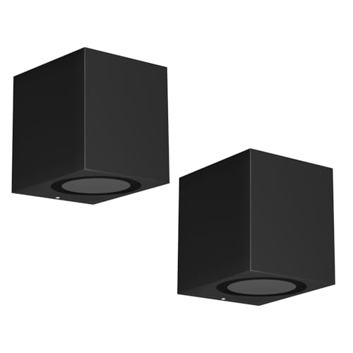ledscom.de 2 Stück Wandleuchte ALSE für außen, IP54, Downlight, schwarz matt, eckig, 1x GU10 max. 35W von ledscom.de