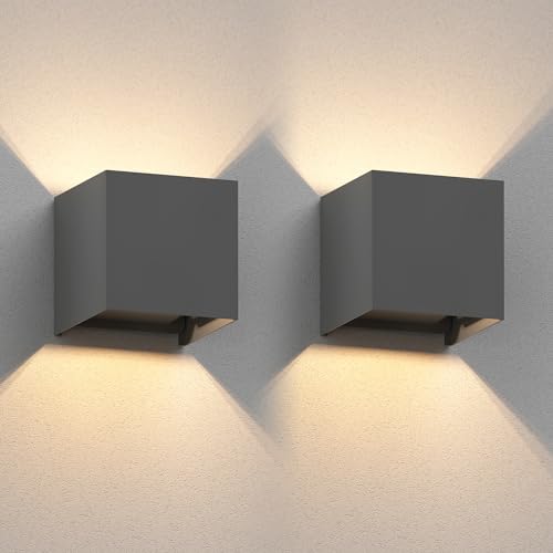 ledscom.de 2 Stück Wandleuchte CUBEL für außen, IP65, Up-/Downlight, anthrazit matt, quadratisch, 1x G9 max. 10W von ledscom.de