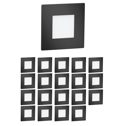 ledscom.de 20 Stück LED Treppenlicht/Wandeinbauleuchte FEX für innen und außen, eckig, schwarz, 85 x 85mm, kaltweiß von ledscom.de