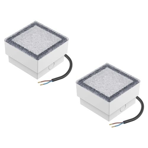 ledscom.de 2 Stück LED Pflasterstein Bodeneinbauleuchte CUS für außen, IP67, eckig, 10 x 10cm, blau von ledscom.de