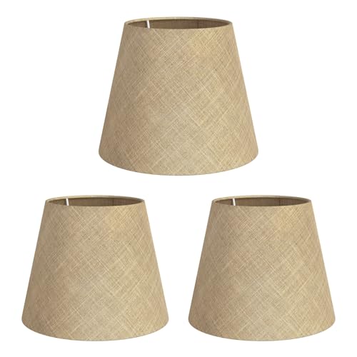 ledscom.de 3 Stück Lampenschirm, Hanf, Textil, Stoff, natur-beige, 200mm Ø von ledscom.de