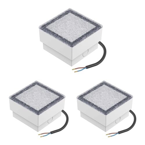 ledscom.de 3 Stück LED Pflasterstein Bodeneinbauleuchte CUS für außen, IP67, eckig, 10 x 10cm, blau von ledscom.de