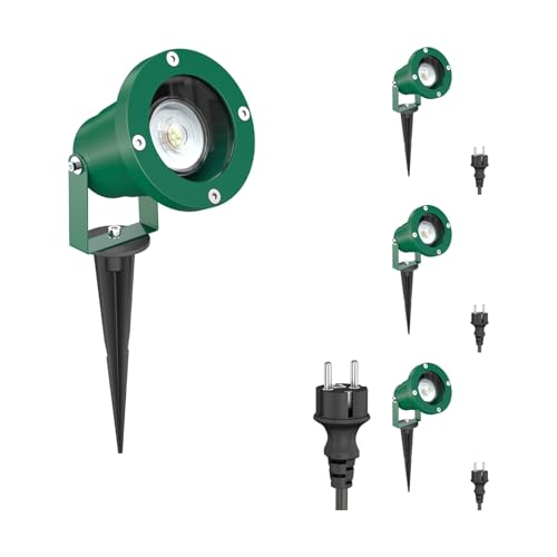 ledscom.de 4 Stück Gartenstrahler DUK mit Erdspieß für außen, IP65, Stecker, grün, inkl. GU10 LED 510lm warmweiß ledscom.de 4 Stück Gartenstrahler DUK mit Erdspieß für außen, IP65, Stecker, grün, inkl. GU10 LED 510lm warmweiß von ledscom.de