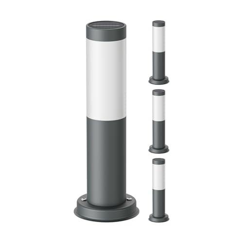 ledscom.de 4 Stück LED Solarleuchte Pollerleuchte Gartenstrahler Außenleuchte Edelstahl anthrazit IP44 warmweiß von ledscom.de