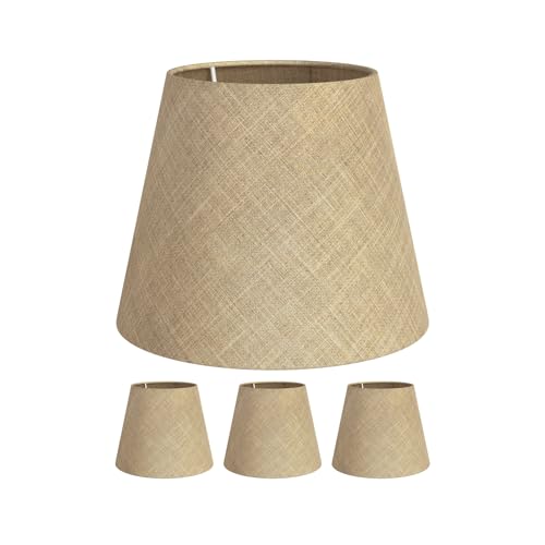 ledscom.de 4 Stück Lampenschirm, Hanf, Textil, Stoff, natur-beige, 200mm Ø von ledscom.de