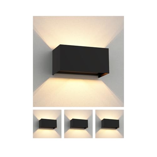 ledscom.de 4 Stück Wandleuchte CUBEL für außen, IP65, Up-/Downlight, schwarz matt, eckig, 2x G9 max. 10W von ledscom.de