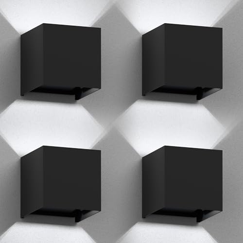 ledscom.de 4 Stück Wandleuchte CUBEL für außen, schwarz, IP65, Up & Downlight, quadratisch + LED Lampe 596lm, weiß ledscom.de 4 Stück Wandleuchte CUBEL für außen, schwarz, IP65, Up & Downlight, quadratisch + LED Lampe 596lm, weiß von ledscom.de