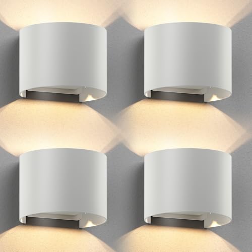 ledscom.de 4 Stück Wandleuchte RUNEL für außen, IP65, Up-/Downlight, weiß matt, rund, 1x G9 max. 10W von ledscom.de