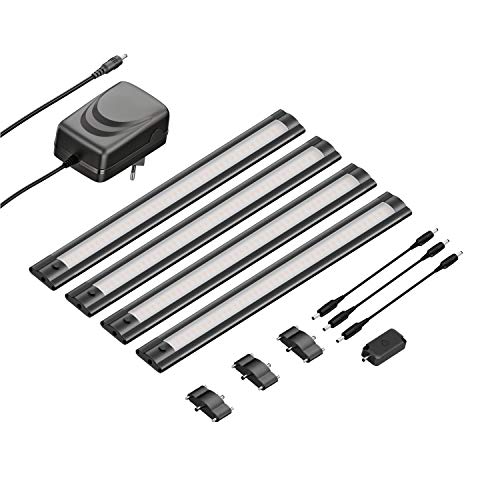 ledscom.de 4er Set LED Unterbau-Leuchte SIRIS schwarz matt mit Touch-Dimmer, flach, je 30cm, je 370lm, weiß ledscom.de 4er Set LED Unterbau-Leuchte SIRIS schwarz matt mit Touch-Dimmer, flach, je 30cm, je 370lm, weiß von ledscom.de