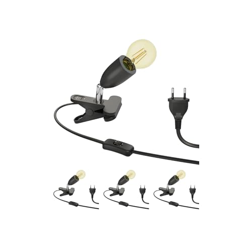 ledscom.de 4 Stück E27 Klemmleuchte LIK, schwarz inkl. E27 Lampe 471lm Gold Vintage extra-warm-weiß von ledscom.de