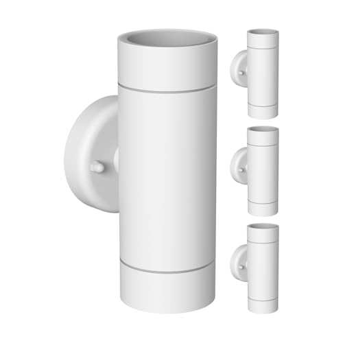 ledscom.de 4 Stück Wandleuchte WEDO für außen, IP44, Up-/Downlight, weiß matt, rund, 2x GU10 max. 35W von ledscom.de