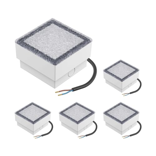 ledscom.de 5 Stück LED Pflasterstein Bodeneinbauleuchte CUS für außen, IP67, eckig, 10 x 10cm, kaltweiß von ledscom.de