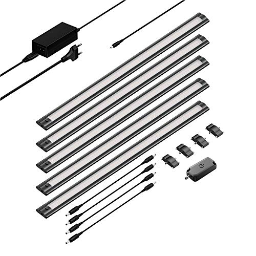 ledscom.de 5er Set LED Unterbau-Leuchte SIRIS schwarz matt mit Touch-Dimmer, flach, je 50cm, je 531lm, warmweiß ledscom.de 5er Set LED Unterbau-Leuchte SIRIS schwarz matt mit Touch-Dimmer, flach, je 50cm, je 531lm, warmweiß von ledscom.de