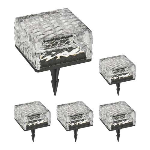 ledscom.de 5 Stück LED Solar-Pflasterstein Bodeneinbauleuchte BROSLO mit Erdspieß für außen, Glas, 10 x 10cm, warmweiß ledscom.de 5 Stück LED Solar-Pflasterstein Bodeneinbauleuchte BROSLO mit Erdspieß für außen, Glas, 10 x 10cm, warmweiß von ledscom.de