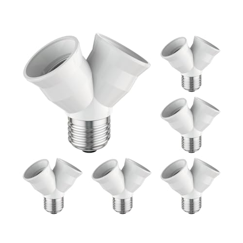 ledscom.de 6 Stück E27 Sockel, 2-fach Splitter-Adapter, weiß von ledscom.de