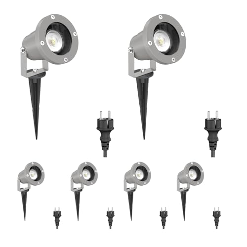 ledscom.de 6 Stück Gartenstrahler DUK mit Erdspieß für außen, IP65, Stecker, grau, inkl. GU10 LED 504lm weiß ledscom.de 6 Stück Gartenstrahler DUK mit Erdspieß für außen, IP65, Stecker, grau, inkl. GU10 LED 504lm weiß von ledscom.de