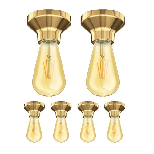 ledscom.de 6 Stück LED Deckenleuchte Elektra Porzellan gold inkl. E27 Lampe 3,83W extra-warm-weiß 489lm von ledscom.de