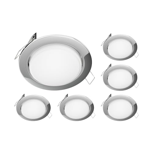 ledscom.de 6 Stück LED Einbaustrahler Zobe flach GX53 chrom rund 6,2W 509lm warm-weiß 107mm Ø Lochkreis 90mm Ø ledscom.de 6 Stück LED Einbaustrahler Zobe flach GX53 chrom rund 6,2W 509lm warm-weiß 107mm Ø Lochkreis 90mm Ø von ledscom.de