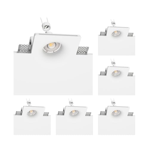 ledscom.de 6 Stück LED Gips Einbaustrahler GIEDI DIY, inkl. GU10 Lampe 535lm 30° weiß von ledscom.de