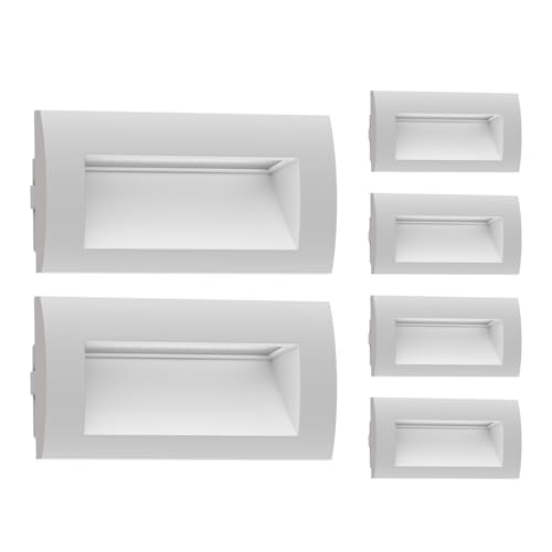 ledscom.de 6 Stück LED Wandeinbauleuchte ZIBAL, Downlight für außen, IP65 matt, 140 x 70mm, 3,3 W, 223lm, kaltweiß von ledscom.de