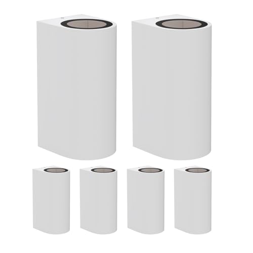 ledscom.de 6 Stück Wandleuchte ALSE Up & Downlight für außen, weiß, Aluminium, rund, inkl. 2 GU10 LED Lampen (weiß, 10,6W, je 504lm, 44°) von ledscom.de