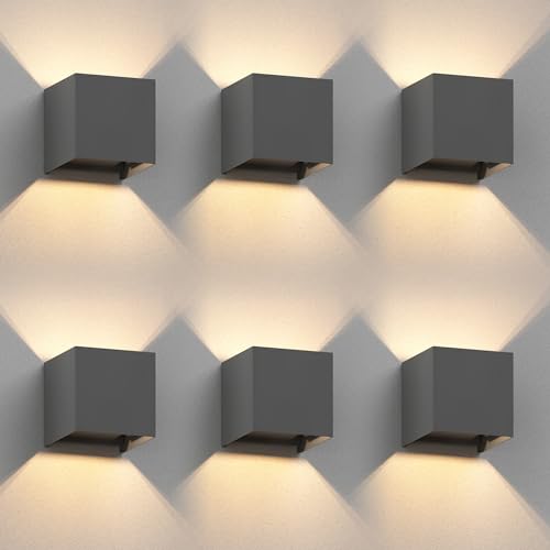 ledscom.de 6 Stück Wandleuchte CUBEL für außen, IP65, Up-/Downlight, anthrazit matt, quadratisch, 1x G9 max. 10W von ledscom.de