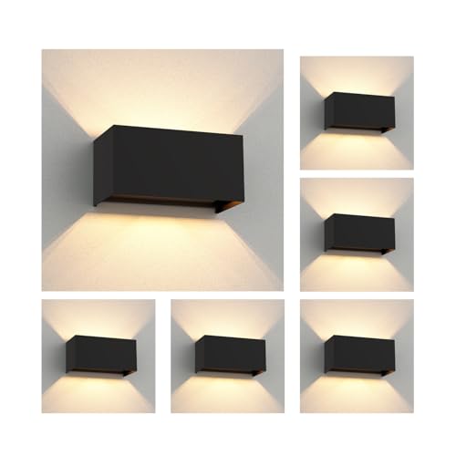 ledscom.de 6 Stück Wandleuchte CUBEL für außen, IP65, Up-/Downlight, schwarz matt, eckig, 2x G9 max. 10W von ledscom.de