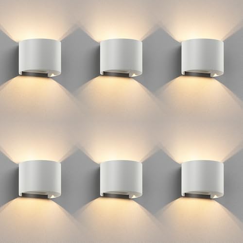 ledscom.de 6 Stück Wandleuchte RUNEL für außen, IP65, Up-/Downlight, weiß matt, rund, 1x G9 max. 10W von ledscom.de
