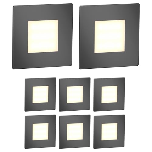 ledscom.de 8 Stück LED Treppenlicht/Wandeinbauleuchte FEX für innen und außen, eckig, anthrazit, 85 x 85mm, warmweiß ledscom.de 8 Stück LED Treppenlicht/Wandeinbauleuchte FEX für innen und außen, eckig, anthrazit, 85 x 85mm, warmweiß von ledscom.de