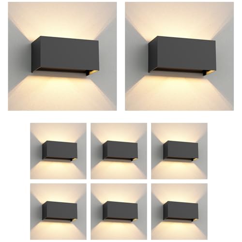 ledscom.de 8 Stück Wandleuchte CUBEL für außen, IP65, Up-/Downlight, anthrazit matt, rechteckig, 2x G9 max. 10W von ledscom.de