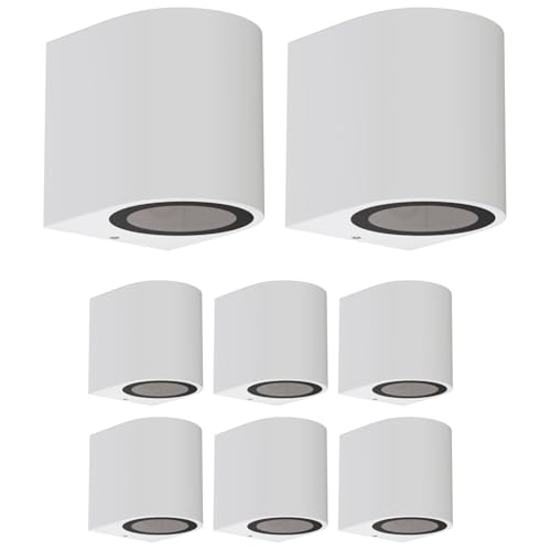 ledscom.de 8 Stück Wandleuchte ALSE für außen, IP54, Downlight, weiß matt, rund, 1x GU10 max. 35W ledscom.de 8 Stück Wandleuchte ALSE für außen, IP54, Downlight, weiß matt, rund, 1x GU10 max. 35W von ledscom.de