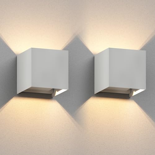 ledscom.de 2 Stück Wandleuchte CUBEL für außen, IP65, Up-/Downlight, weiß matt, quadratisch, 1x G9 max. 10W von ledscom.de
