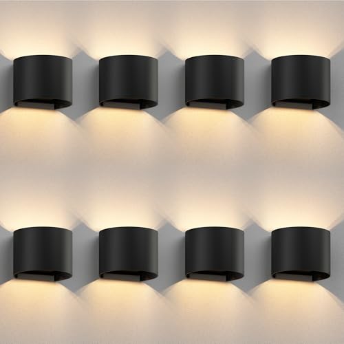 ledscom.de 8 Stück Wandleuchte RUNEL für außen, IP65, Up-/Downlight, schwarz matt, rund, 1x G9 max. 10W von ledscom.de