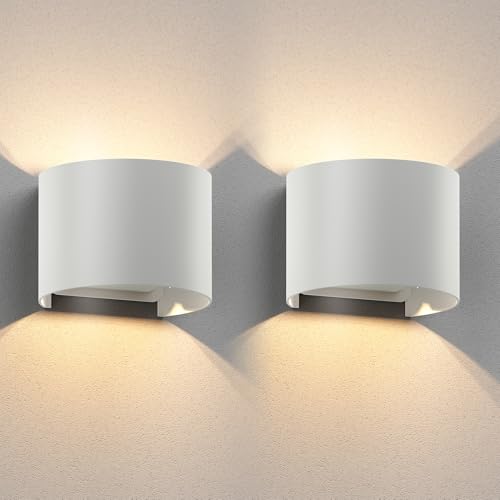 ledscom.de 2 Stück Wandleuchte RUNEL für außen, IP65, Up-/Downlight, weiß matt, rund, 1x G9 max. 10W von ledscom.de