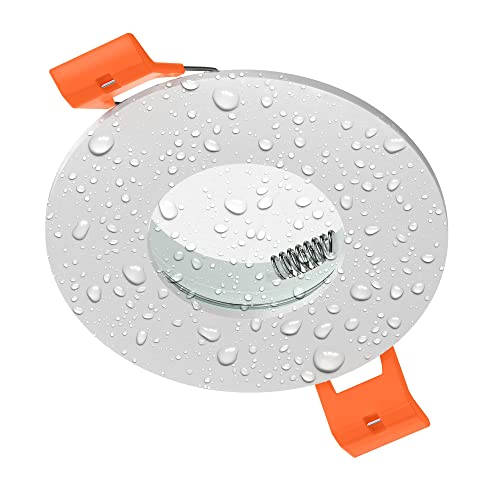 ledscom.de Bad-Deckeneinbaurahmen ERID, Feuchtraum, Badezimmer, IP44, rund, weiß matt, Deckenstrahler, Einbauleuchte, Halterung, Deckenlampe, Deckeneinbaustrahler, Spots, Einbaustrahler von ledscom.de