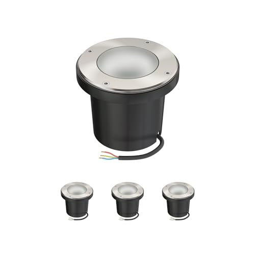 ledscom.de Einbauleuchte BOFU, Outdoor, IP67, schwenkbar, edelstahl, rund, 150mm Ø, 1x GU10 max. 15W, Milchglas, 4 Stk. von ledscom.de