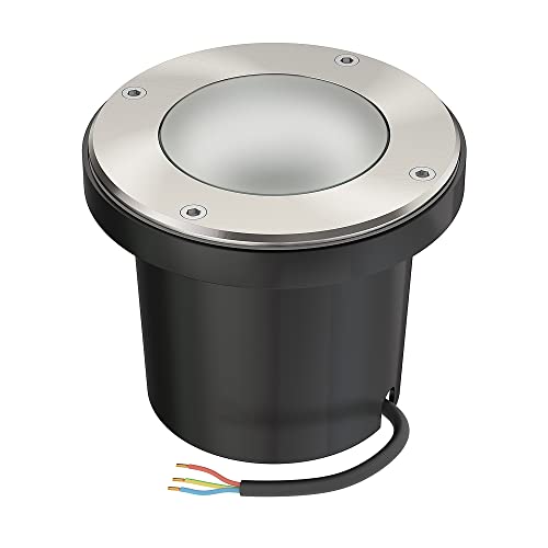 ledscom.de Bodeneinbauleuchte BOFU für außen, IP67, schwenkbar, edelstahl, rund, 150mm Ø, 1x GU10 max. 15W, Milchglas, Wegeleuchte, Bodenlampe, Gartenstrahler, Aussenleuchte, Gartenleuchte von ledscom.de