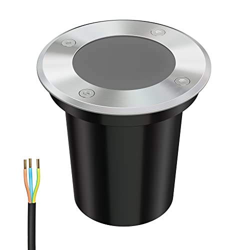 ledscom.de Bodeneinbauleuchte BOLI für außen, IP67, edelstahl, rund, 108mm Ø, 1x GU10 max. 15W, gefrostet, Wegeleuchte, Bodenlampe, Gartenstrahler, Aussenleuchte, Gartenleuchte, Bodeneinbauleuchte von ledscom.de