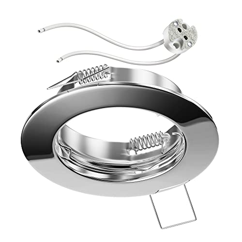 ledscom.de Decken-Einbaurahmen FERE, rund, chrom glänzend (LED/Halogen/MR16/50mm) inkl. GU5.3 Fassung von ledscom.de