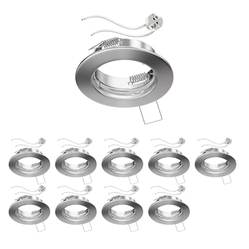 ledscom.de 10 Stück Decken-Einbaurahmen FERE Einbaurahmen chrom matt (LED/Halogen/MR16/50mm) inkl. GU5.3 Fassung von ledscom.de