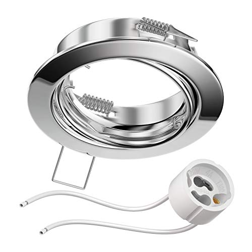 ledscom.de Decken-Einbaurahmen FERE Einbaurahmen chrom schwenkbar (LED/Halogen/GU10/MR16/PAR16/50mm) inkl. GU10 Fassung von ledscom.de