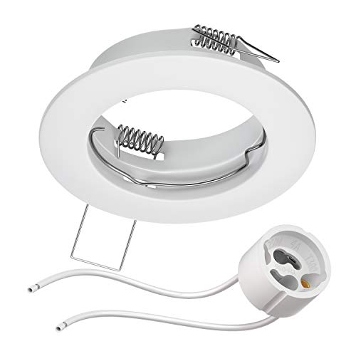 ledscom.de Decken-Einbaurahmen FERE Einbaurahmen weiß matt (LED/Halogen/GU10/MR16/PAR16/50mm) inkl. GU10 Fassung von ledscom.de