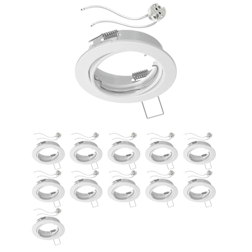 ledscom.de 12 Stück Decken-Einbaurahmen FERE Einbaurahmen weiß matt schwenkbar (LED/Halogen/MR16/50mm) inkl. GU5.3 Fassung von ledscom.de