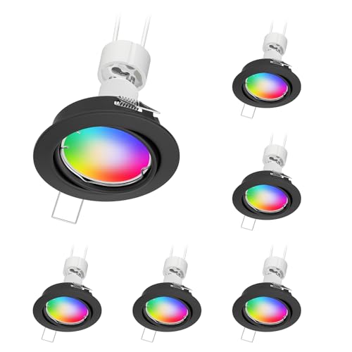 ledscom.de 6 Stück Decken-Einbaustrahler FERE Einbaurahmen schwarz matt schwenkbar inkl. Smart Home RGBW GU10 LED Lampe, 5,41W, 473lm ledscom.de 6 Stück Decken-Einbaustrahler FERE Einbaurahmen schwarz matt schwenkbar inkl. Smart Home RGBW GU10 LED Lampe, 5,41W, 473lm von ledscom.de