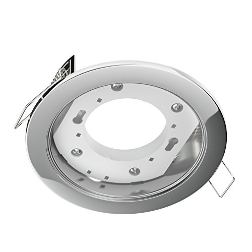 ledscom.de Deckeneinbauleuchte ZOBE, chrom glänzend, rund, 107mm Ø, 1x GX53 max. 25W, Spots, Einbaustrahler, Einbaurahmen, Rahmen, Deckenleuchte, Strahler, Einbauleuchten, Deckenspots, Flach von ledscom.de