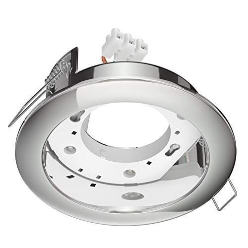 ledscom.de Deckeneinbauleuchte ZOBE II, chrom glänzend, rund, 107mm Ø, 1x GX53 max. 25W, Deckenstrahler, Einbauleuchte, Halterung, Deckenlampe, Deckeneinbaustrahler, Spots, Einbaustrahler von ledscom.de