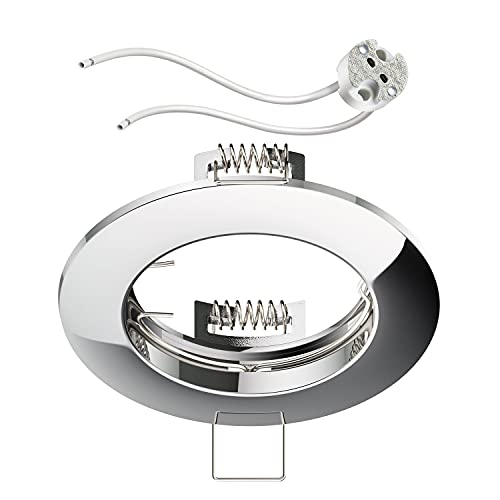 ledscom.de Deckeneinbaurahmen Circ Aluminium Einbaurahmen chrom (LED/Halogen/MR16/50mm) inkl. GU5.3 Fassung von ledscom.de