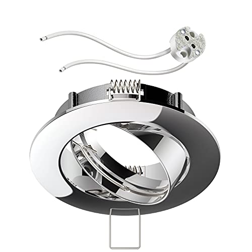 ledscom.de Deckeneinbaurahmen Circ Aluminium Einbaurahmen chrom schwenkbar (LED/Halogen/MR16/50mm) inkl. GU5.3 Fassung von ledscom.de